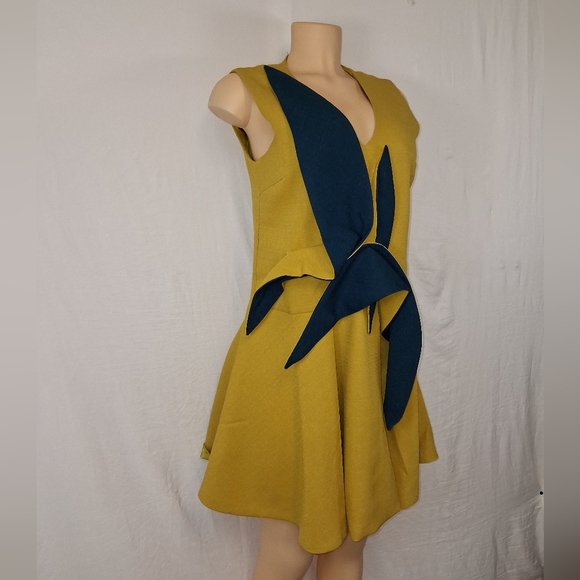 Ina Yellow and Blue Mini Dress Size M L - Picture 4 of 16